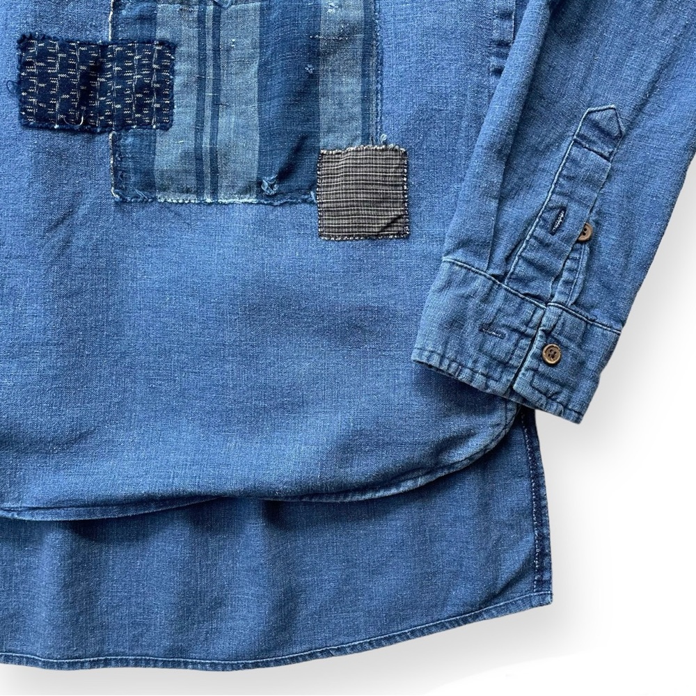 Indigo Linen Tunic With Patchwork - image 7